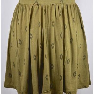Olive green skirt with black diamond design